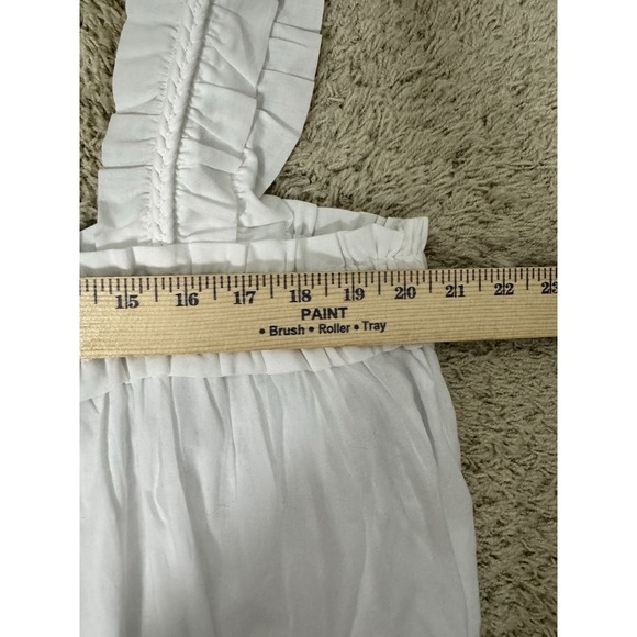 J Crew Womens Cotton Voile Ruffle Trim Shift Dress Pockets White CA654 Size 2X - Picture 9 of 15